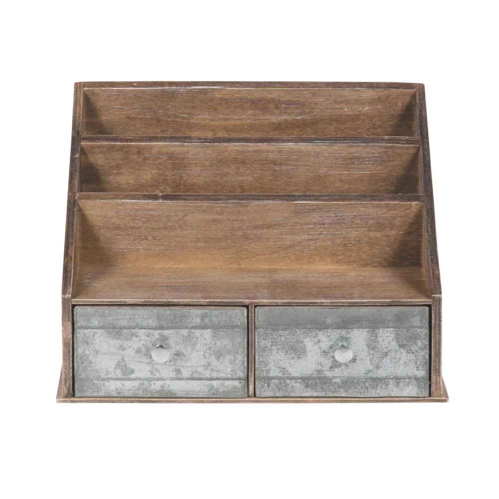 Industrious Rustic Brown/Silver Wood File Folder Organizer by Kate and Laurel 4 Industrious Rustic Brown/Silver Wood File Folder Organizer by Kate and Laurel - Image 2