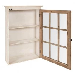 Hutchins 6 in. x 20 in. x 32 in. Rustic Brown/White Wood Decorative Cabinet Wall Shelf with Glass Door by Kate and Laurel -Kate and Laurel Shop rustic brown white kate and laurel decorative shelving 213041 77 1000