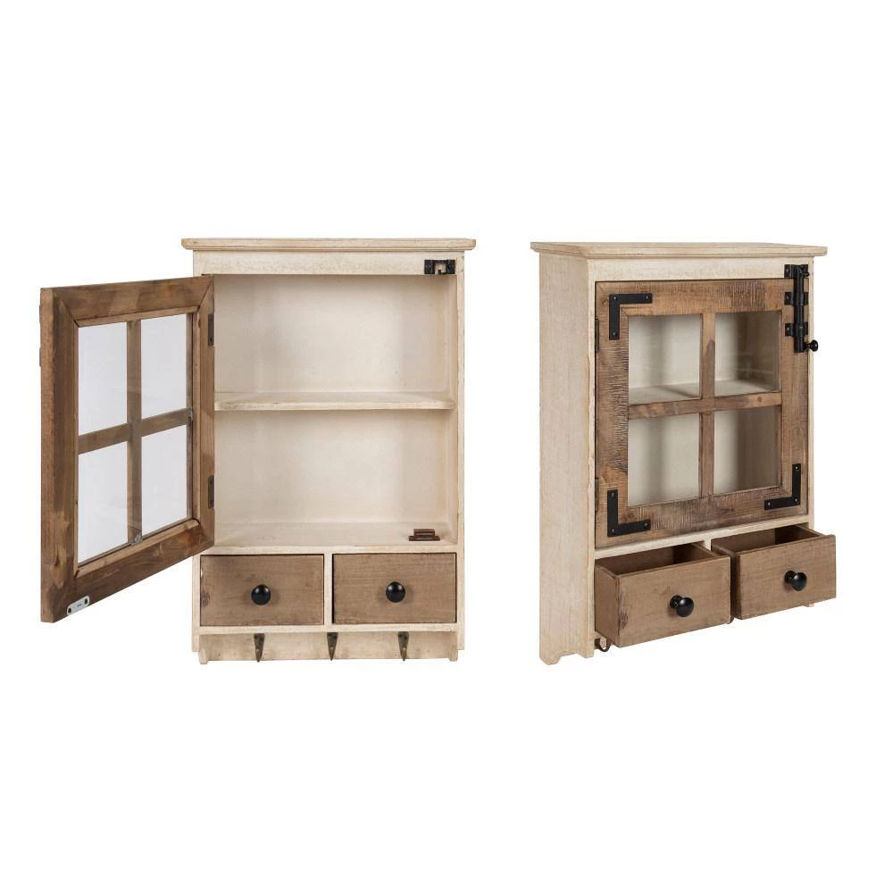 Hutchins 6 in. x 15 in. x 23 in. Rustic Brown/White Wood Decorative Cubby Wall Shelf with Hooks by Kate and Laurel 6 Hutchins 6 in. x 15 in. x 23 in. Rustic Brown/White Wood Decorative Cubby Wall Shelf with Hooks by Kate and Laurel - Image 4