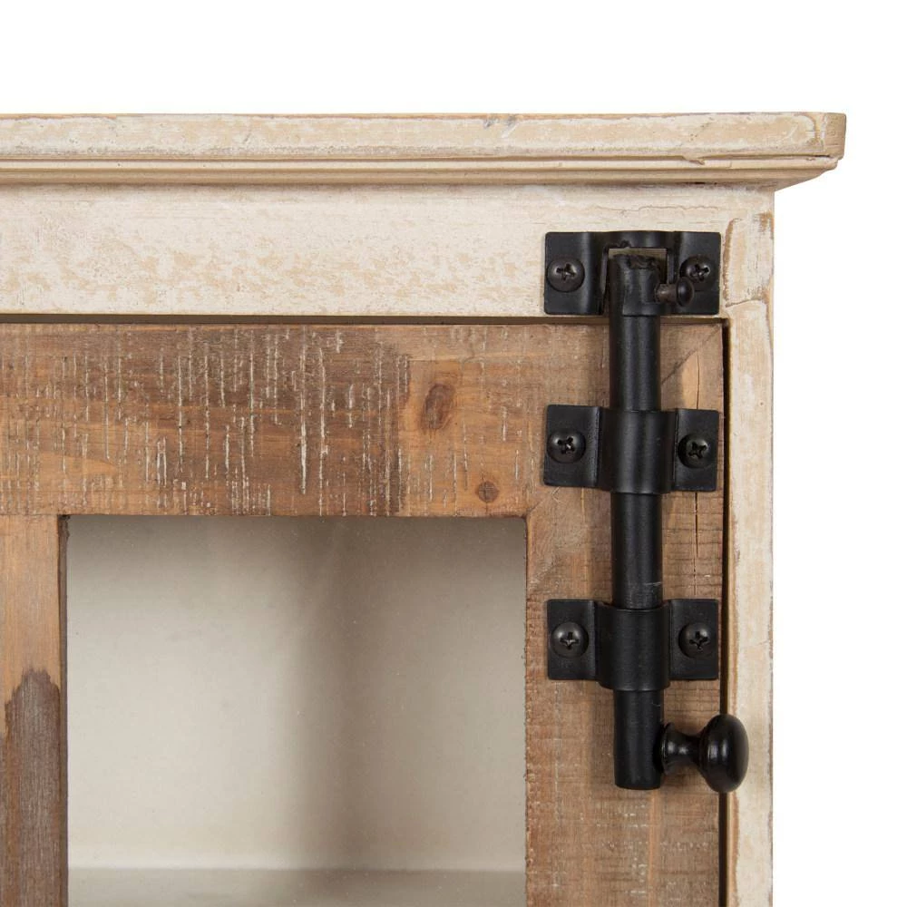 Hutchins 6 in. x 15 in. x 23 in. Rustic Brown/White Wood Decorative Cubby Wall Shelf with Hooks by Kate and Laurel 7 Hutchins 6 in. x 15 in. x 23 in. Rustic Brown/White Wood Decorative Cubby Wall Shelf with Hooks by Kate and Laurel - Image 5