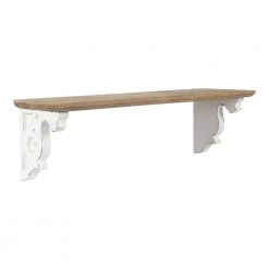 Abbidee 8 in. x 24 in. x 7 in. Rustic Brown/White Wood Floating Decorative Wall Shelf Without Brackets by Kate and Laurel