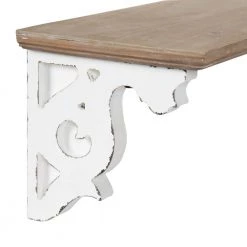 Abbidee 8 in. x 24 in. x 7 in. Rustic Brown/White Wood Floating Decorative Wall Shelf Without Brackets by Kate and Laurel -Kate and Laurel Shop rustic brown white kate and laurel decorative shelving 217124 77 1000