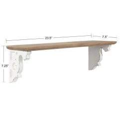 Abbidee 8 in. x 24 in. x 7 in. Rustic Brown/White Wood Floating Decorative Wall Shelf Without Brackets by Kate and Laurel -Kate and Laurel Shop rustic brown white kate and laurel decorative shelving 217124 c3 1000