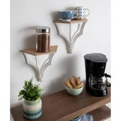 Corbett 13 in. x 12 in. x 6 in. Rustic Brown/White Decorative Wall Shelf by Kate and Laurel -Kate and Laurel Shop rustic brown white kate and laurel decorative shelving 217125 31 1000