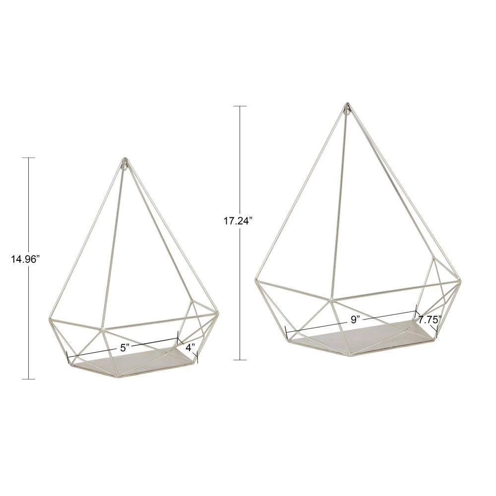 Prouve 14 in. x 15 in. x 7 in. Silver Decorative Wall Shelf by Kate and Laurel 4 Prouve 14 in. x 15 in. x 7 in. Silver Decorative Wall Shelf by Kate and Laurel - Image 2