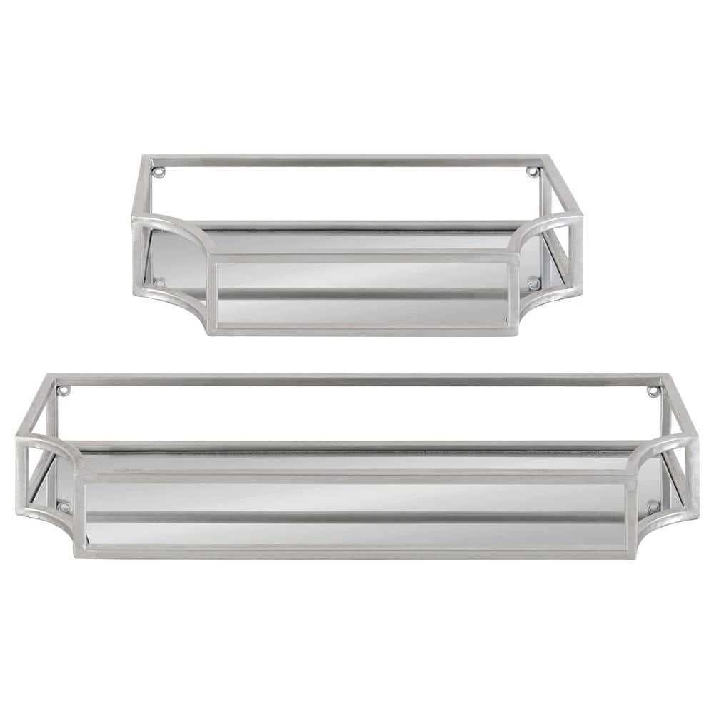 Ciel 6 in. x 18 in. x 3 in. Silver Metal Floating Decorative Wall Shelf Without Brackets by Kate and Laurel 7 Ciel 6 in. x 18 in. x 3 in. Silver Metal Floating Decorative Wall Shelf Without Brackets by Kate and Laurel - Image 5