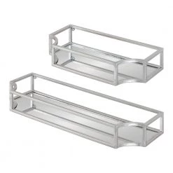 Ciel 6 in. x 18 in. x 3 in. Silver Metal Floating Decorative Wall Shelf Without Brackets by Kate and Laurel