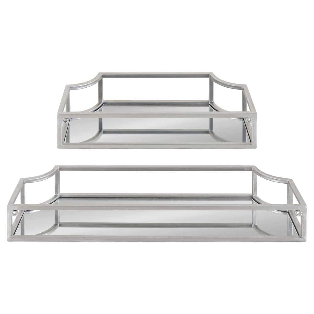 Ciel 6 in. x 18 in. x 3 in. Silver Metal Floating Decorative Wall Shelf Without Brackets by Kate and Laurel 4 Ciel 6 in. x 18 in. x 3 in. Silver Metal Floating Decorative Wall Shelf Without Brackets by Kate and Laurel - Image 2