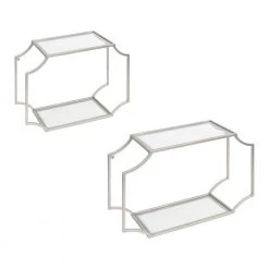 Ciel 6 in. x 24 in. x 18 in. Silver Metal Floating Decorative Wall Shelf Without Brackets by Kate and Laurel