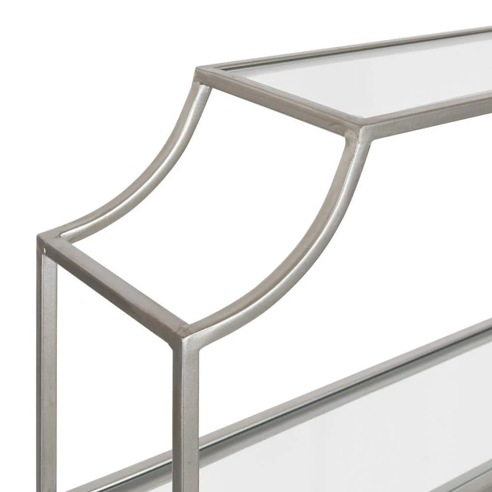Ciel 6 in. x 20 in. x 30 in. Silver Metal Floating Decorative Wall Shelf Without Brackets by Kate and Laurel 4 Ciel 6 in. x 20 in. x 30 in. Silver Metal Floating Decorative Wall Shelf Without Brackets by Kate and Laurel - Image 2