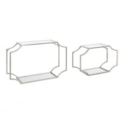 Ciel 6 in. x 18 in. x 12 in. Silver Metal Floating Decorative Wall Shelf Without Cubbies With Brackets by Kate and Laurel