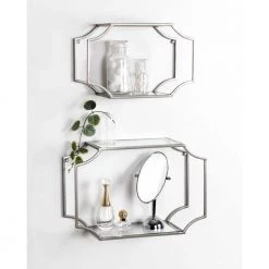Ciel 6 in. x 18 in. x 12 in. Silver Metal Floating Decorative Wall Shelf Without Cubbies With Brackets by Kate and Laurel -Kate and Laurel Shop silver kate and laurel decorative shelving 220465 76 1000