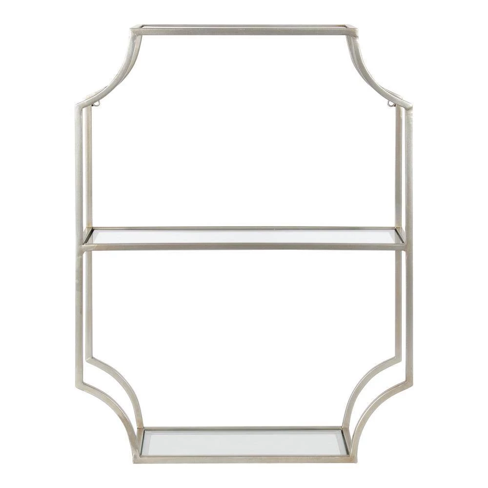 Ciel 6 in. x 18 in. x 24 in. Silver Metal Floating Decorative Wall Shelf Without Cubbies With Brackets by Kate and Laurel 7 Ciel 6 in. x 18 in. x 24 in. Silver Metal Floating Decorative Wall Shelf Without Cubbies With Brackets by Kate and Laurel - Image 5