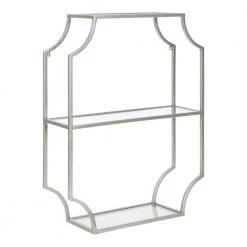 Ciel 6 in. x 18 in. x 24 in. Silver Metal Floating Decorative Wall Shelf Without Cubbies With Brackets by Kate and Laurel