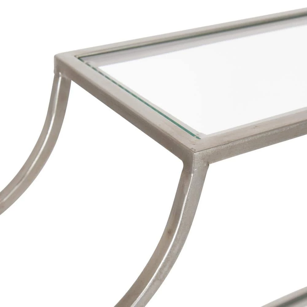 Ciel 6 in. x 18 in. x 24 in. Silver Metal Floating Decorative Wall Shelf Without Cubbies With Brackets by Kate and Laurel 4 Ciel 6 in. x 18 in. x 24 in. Silver Metal Floating Decorative Wall Shelf Without Cubbies With Brackets by Kate and Laurel - Image 2