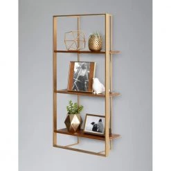 Kercheval 15 in. x 32 in. x 6 in. Walnut Brown/Gold Decorative Wall Shelf by Kate and Laurel -Kate and Laurel Shop walnut brown gold kate and laurel decorative shelving 215834 31 1000