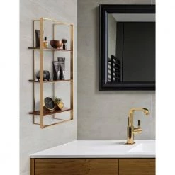 Kercheval 15 in. x 32 in. x 6 in. Walnut Brown/Gold Decorative Wall Shelf by Kate and Laurel -Kate and Laurel Shop walnut brown gold kate and laurel decorative shelving 215834 44 1000