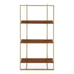 Kercheval 15 in. x 32 in. x 6 in. Walnut Brown/Gold Decorative Wall Shelf by Kate and Laurel -Kate and Laurel Shop walnut brown gold kate and laurel decorative shelving 215834 4f 1000