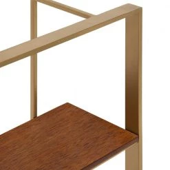 Kercheval 15 in. x 32 in. x 6 in. Walnut Brown/Gold Decorative Wall Shelf by Kate and Laurel -Kate and Laurel Shop walnut brown gold kate and laurel decorative shelving 215834 fa 1000