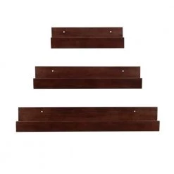 Levie 4 in. x 24 in. x 4 in. Walnut Brown Wood Floating Decorative Wall Shelf Without Brackets by Kate and Laurel -Kate and Laurel Shop walnut brown kate and laurel decorative shelving 218504 4f 1000