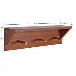 Hinter 5.00 in. x 18.00 in. x 5.00 in. Walnut Brown Wood Floating Decorative Wall Shelf with Hooks by Kate and Laurel -Kate and Laurel Shop walnut brown kate and laurel decorative shelving 219666 c3 1000