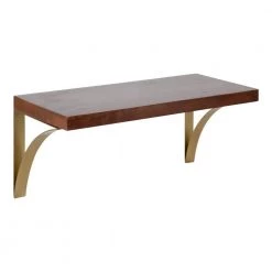 Bellingham 8.5 in. x 18 in. x 8 in. Walnut Brown Wood Floating Decorative Wall Shelf Without Cubbies by Kate and Laurel