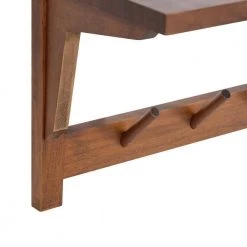 Meridien 8.25 in. D 24.00 in. W 11.50 in. H Walnut Brown Wood Floating Decorative Wall Shelf with Hooks by Kate and Laurel -Kate and Laurel Shop walnut brown kate and laurel decorative shelving 222262 1f 1000