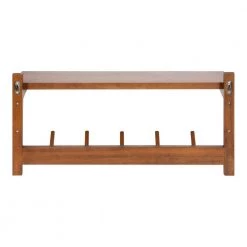 Meridien 8.25 in. D 24.00 in. W 11.50 in. H Walnut Brown Wood Floating Decorative Wall Shelf with Hooks by Kate and Laurel -Kate and Laurel Shop walnut brown kate and laurel decorative shelving 222262 77 1000