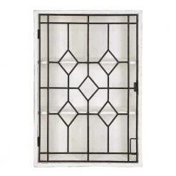 Megara 6 in. x 16 in. x 24 in. White/Black Wood with Metal Door Decorative Cabinet Wall Shelf by Kate and Laurel