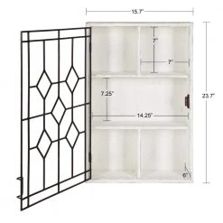 Megara 6 in. x 16 in. x 24 in. White/Black Wood with Metal Door Decorative Cabinet Wall Shelf by Kate and Laurel -Kate and Laurel Shop white black kate and laurel decorative shelving 215286 77 1000