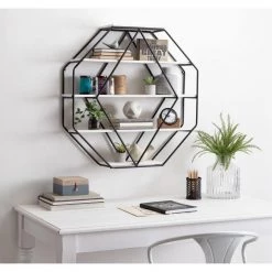 Lintz 30 in. x 31 in. x 7 in. White/Black Decorative Wall Shelf by Kate and Laurel 13 Lintz 30 in. x 31 in. x 7 in. White/Black Decorative Wall Shelf by Kate and Laurel -Kate and Laurel Shop white black kate and laurel decorative shelving 215329 31 1000