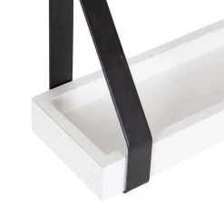 Sudbury 23.75 in. D 5.00 in. W 10.25 in. H White Wood Floating Decorative Wall Shelf with Hooks by Kate and Laurel -Kate and Laurel Shop white black kate and laurel decorative shelving 221643 44 1000