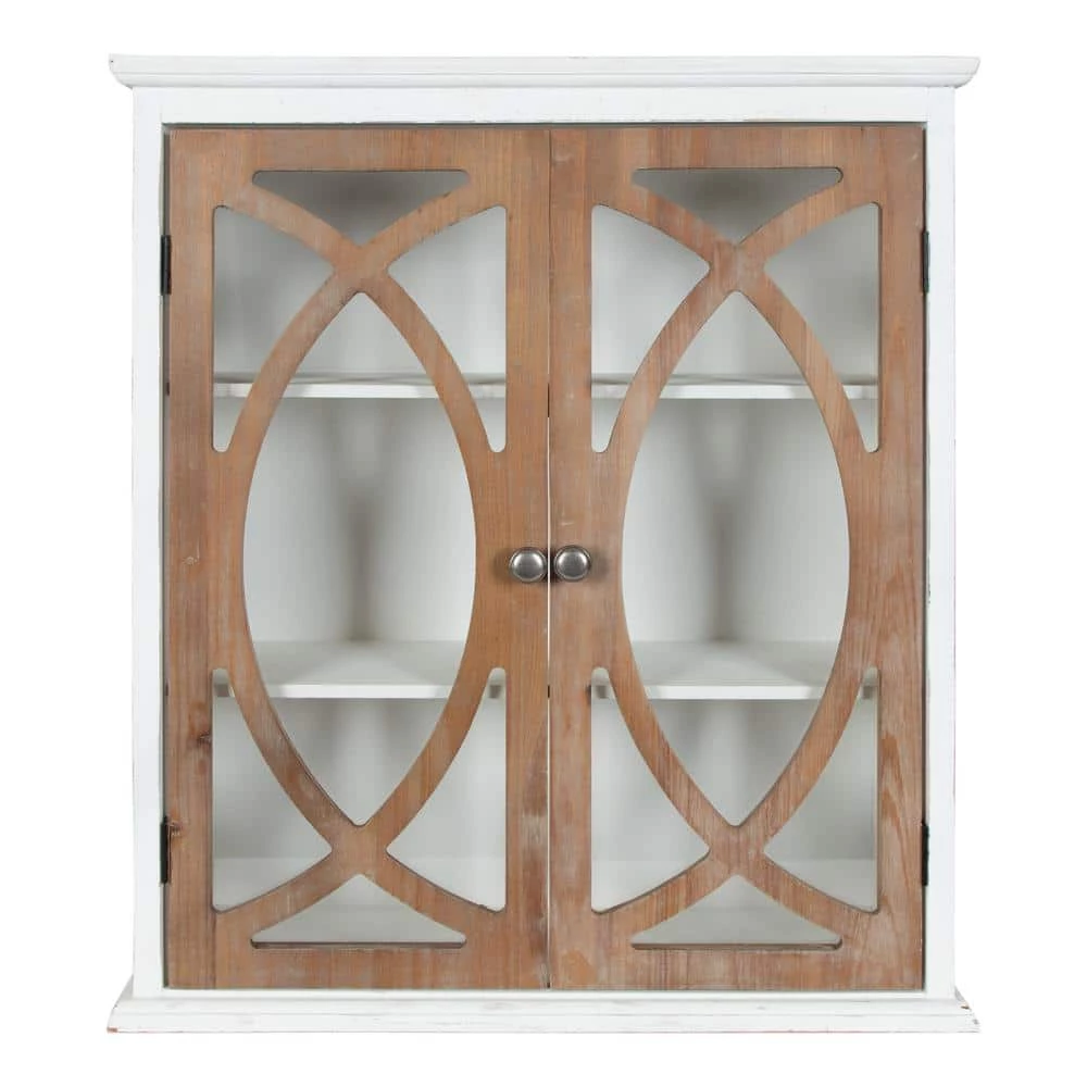 Quinlan 8 in. x 24 in. x 28 in. White/Brown Wood Floating Decorative Cubby Wall Shelf With Brackets by Kate and Laurel 7 Quinlan 8 in. x 24 in. x 28 in. White/Brown Wood Floating Decorative Cubby Wall Shelf With Brackets by Kate and Laurel - Image 5