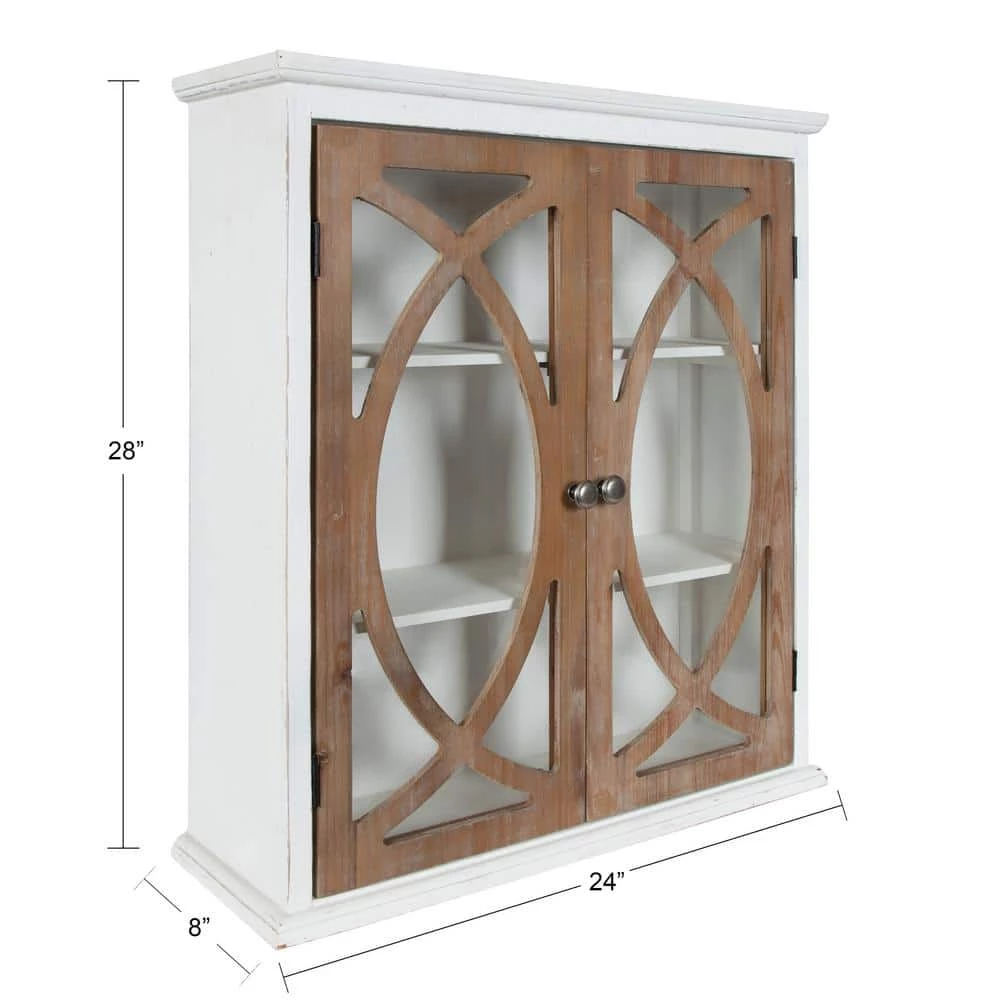 Quinlan 8 in. x 24 in. x 28 in. White/Brown Wood Floating Decorative Cubby Wall Shelf With Brackets by Kate and Laurel 6 Quinlan 8 in. x 24 in. x 28 in. White/Brown Wood Floating Decorative Cubby Wall Shelf With Brackets by Kate and Laurel - Image 4