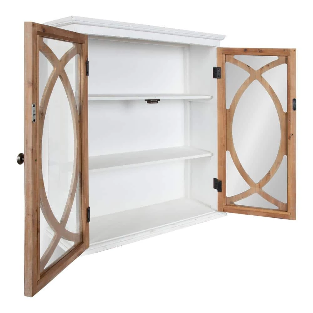 Quinlan 8 in. x 24 in. x 28 in. White/Brown Wood Floating Decorative Cubby Wall Shelf With Brackets by Kate and Laurel 4 Quinlan 8 in. x 24 in. x 28 in. White/Brown Wood Floating Decorative Cubby Wall Shelf With Brackets by Kate and Laurel - Image 2