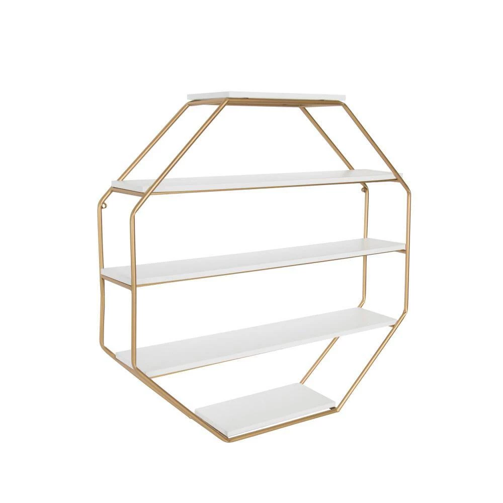 Lintz 7 in. x 31 in. x 31 in. White/Gold MDF Decorative Wall Shelf by Kate and Laurel 4 Lintz 7 in. x 31 in. x 31 in. White/Gold MDF Decorative Wall Shelf by Kate and Laurel - Image 2