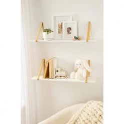 Soloman 28 in. x 8 in. x 7 in. White/Gold Decorative Wall Shelf by Kate and Laurel 17 Soloman 28 in. x 8 in. x 7 in. White/Gold Decorative Wall Shelf by Kate and Laurel -Kate and Laurel Shop white gold kate and laurel decorative shelving 214087 31 1000
