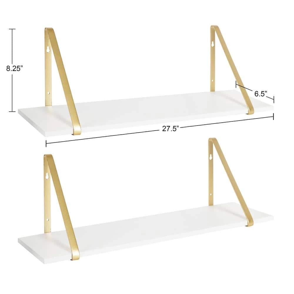 Soloman 28 in. x 8 in. x 7 in. White/Gold Decorative Wall Shelf by Kate and Laurel 7 Soloman 28 in. x 8 in. x 7 in. White/Gold Decorative Wall Shelf by Kate and Laurel - Image 5