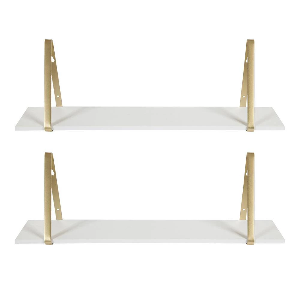 Soloman 28 in. x 8 in. x 7 in. White/Gold Decorative Wall Shelf by Kate and Laurel 4 Soloman 28 in. x 8 in. x 7 in. White/Gold Decorative Wall Shelf by Kate and Laurel - Image 2