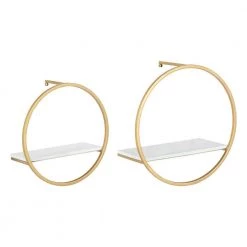 Wicks 14 in. x 14 in. x 7 in. White/Gold Decorative Wall Shelf by Kate and Laurel