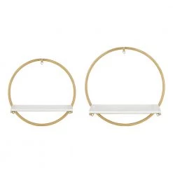 Wicks 14 in. x 14 in. x 7 in. White/Gold Decorative Wall Shelf by Kate and Laurel -Kate and Laurel Shop white gold kate and laurel decorative shelving 214959 fa 1000