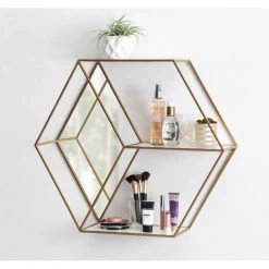 Lintz 26 in. x 23 in. x 7 in. White/Gold Decorative Wall Shelf by Kate and Laurel -Kate and Laurel Shop white gold kate and laurel decorative shelving 214962 44 1000