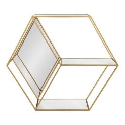 Lintz 26 in. x 23 in. x 7 in. White/Gold Decorative Wall Shelf by Kate and Laurel -Kate and Laurel Shop white gold kate and laurel decorative shelving 214962 4f 1000