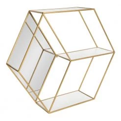 Lintz 26 in. x 23 in. x 7 in. White/Gold Decorative Wall Shelf by Kate and Laurel