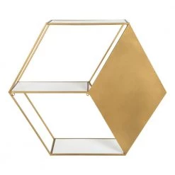 Lintz 26 in. x 23 in. x 7 in. White/Gold Decorative Wall Shelf by Kate and Laurel -Kate and Laurel Shop white gold kate and laurel decorative shelving 214962 fa 1000