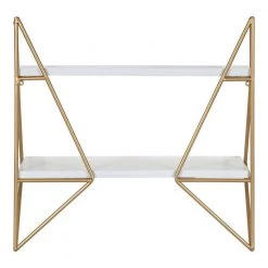 Melita 19 in. x 19 in. x 7 in. White/Gold Decorative Wall Shelf by Kate and Laurel -Kate and Laurel Shop white gold kate and laurel decorative shelving 214967 1f 1000