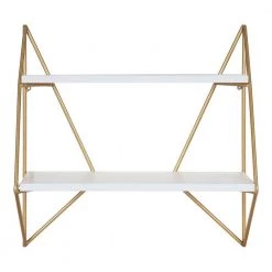 Melita 19 in. x 19 in. x 7 in. White/Gold Decorative Wall Shelf by Kate and Laurel -Kate and Laurel Shop white gold kate and laurel decorative shelving 214967 4f 1000