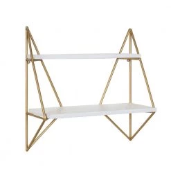 Melita 19 in. x 19 in. x 7 in. White/Gold Decorative Wall Shelf by Kate and Laurel