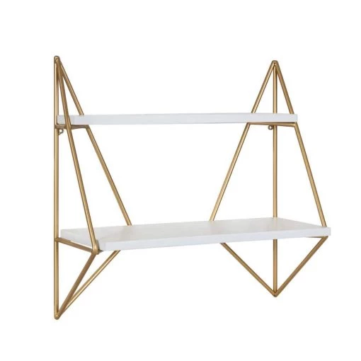 Melita 19 in. x 19 in. x 7 in. White/Gold Decorative Wall Shelf by Kate and Laurel -Kate and Laurel Shop white gold kate and laurel decorative shelving 214967 64 1000