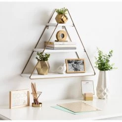 Tilde 24 in. x 21 in. x 6 in. White/Gold Decorative Wall Shelf by Kate and Laurel -Kate and Laurel Shop white gold kate and laurel decorative shelving 215292 31 1000